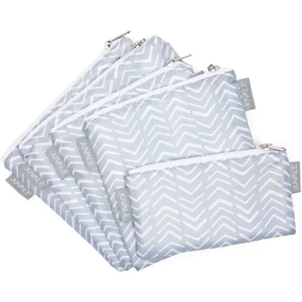 Juvale 5 Pack Grey Chevron Reusable Snack Bags with Zipper, 3 Sizes