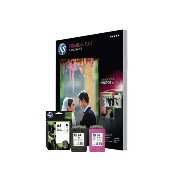 HP Inc. HP 64 Black/Color Print Cartridge/Paper Kit 4WN14A