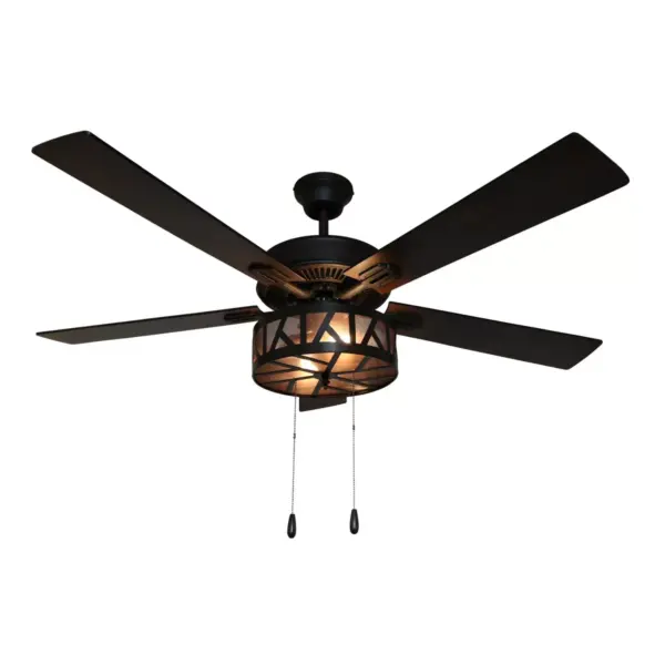 52" 5-Blade LED Zander Urban Industrial Caged Lighted Ceiling Fan - River of Goods