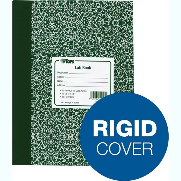 Tops Lab Notebook 10-3/8"x7-7/8" 60 Shts Green Marble Cover 35128