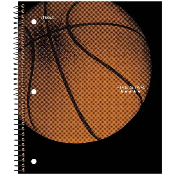 Spiral Notebook 1 Subject Wide Ruled Sports Basketball - Five Star