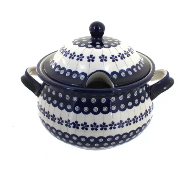 Blue Rose Polish Pottery Flowering Peacock Soup Tureen