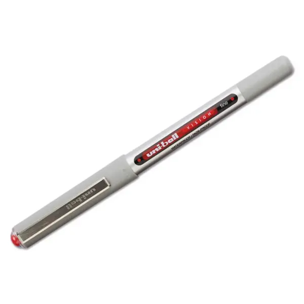 uni-ball VISION Stick Roller Ball Pen Fine 0.7mm Red Ink Gray/Red Barrel Dozen 60139