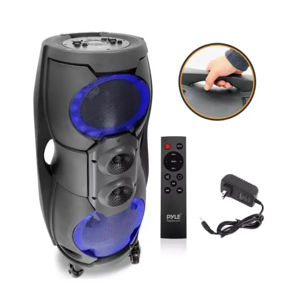 Pyle Multi-Purpose 1000 Watt 2-Channel Bluetooth DJ Party Speaker System with LED Lights, Remote Control, and Microphone Inputs