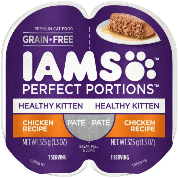 Iams Perfect Portions Grain Free Paté Premium Wet Cat Food Chicken Recipe Healthy Kitten - 2.6oz