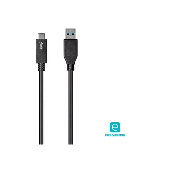 Monoprice USB & Lightning Cable - 1 Meter - Black | Essentials 3.1 USB-C to USB-A Gen 2, 3A, 10 Gbps, use with Samsung Galaxy S9 S8 Note 8, Pixel, LG