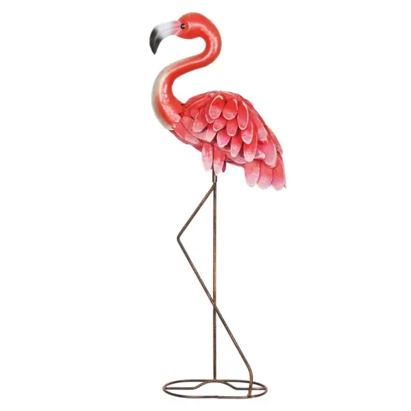 29" Wood and Metal Flamingo Statue - Exhart