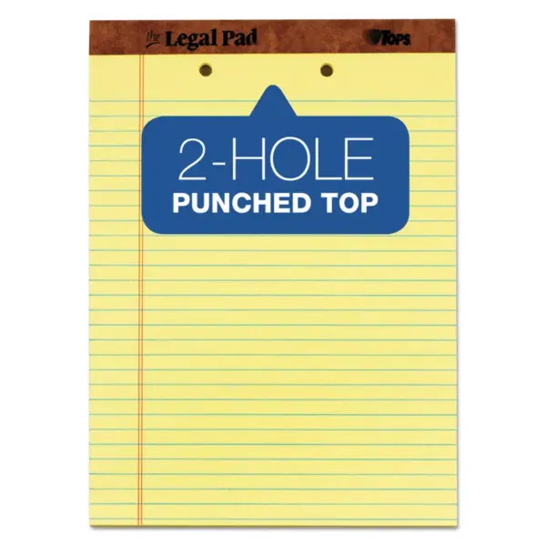 TOPS The Legal Pad Ruled Perf Pad Legal/Wide 8 1/2 x 11 3/4 Canary 50 Sheets 7531