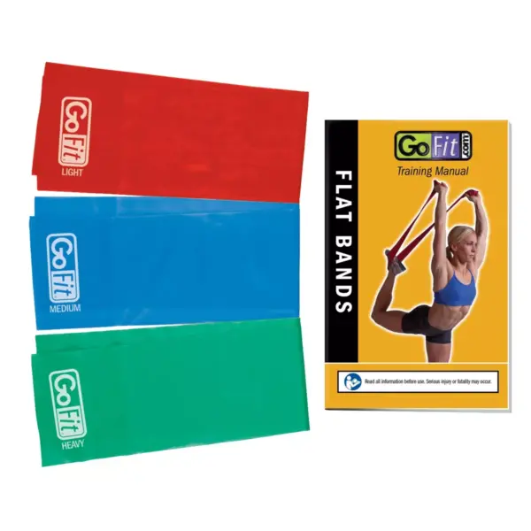 GoFit Flat Power Resistance Bands with Manual 3pk