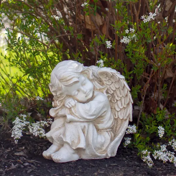 Northlight 9.5" Ivory Resting Cherub Angel Outdoor Patio Garden Statue