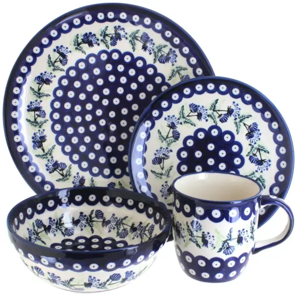 Blue Rose Polish Pottery Sweet Annie 4 Piece Place Setting - Service for 1