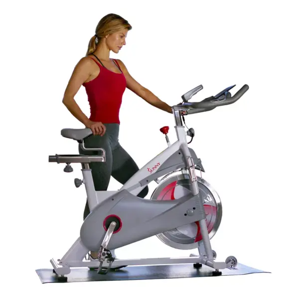 Sunny Health & Fitness Magnetic Belt Drive Premium Indoor Cycling Bike - White