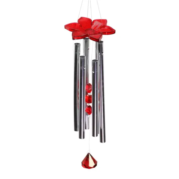 24" Metal Cardinal Spinning Wings Wind Chime Red - Exhart