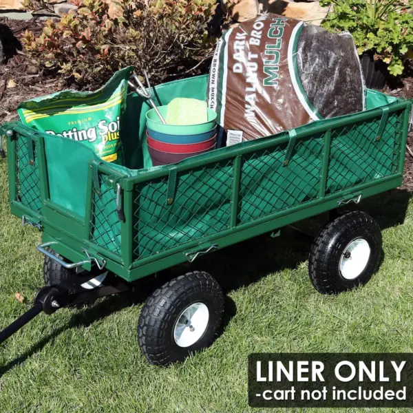 Sunnydaze Outdoor Lawn and Garden Weather-Resistant Heavy-Duty Polyester Utility Dump Cart Protective Liner - Green