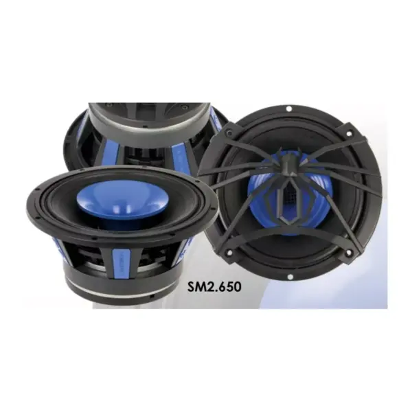 Soundstream SM2.650 6.5 Inch 2 Way 250 Watt Pro Audio Low Distortion Midrange Speaker Pair for Car Truck Vehicle Sound System, Black/Blue (Pair)