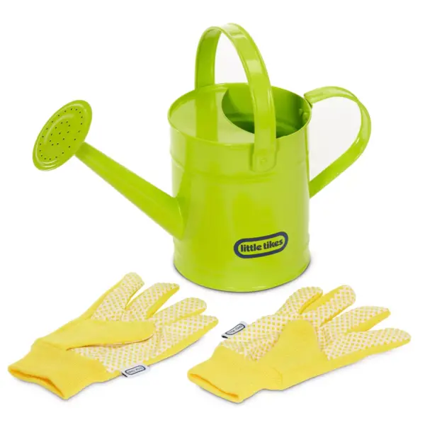 Little Tikes Growing Garden Lightweight & Durable Metal Watering Can & Gloves for Kids' Gardening Tools