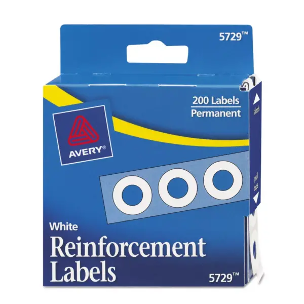 Avery Dispenser Pack Hole Reinforcements 1/4" Dia White 200/Pack 05729