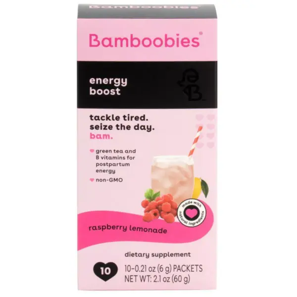 Bamboobies Energy Support Dietary Supplements Drink Mix Raspberry - 10ct