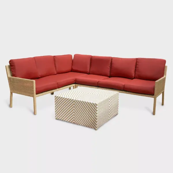 Riviera 5pc Wicker Patio Sectional - Red - Leisure Made