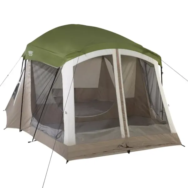 Wenzel Klondike Large Outdoor 8 Person Camping Tent with Screen Room, Green