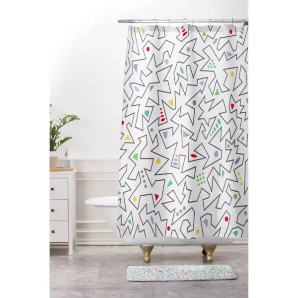 Andi Bird Line Wise Shower Curtain Black - Deny Designs