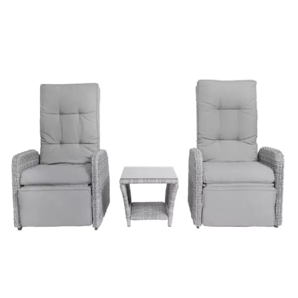 Vallauris 3pc Reclining Outdoor Patio Seating Set - Adore Decor