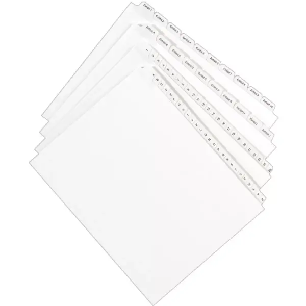 Avery Allstate-Style Legal Exhibit Side Tab Divider Title: 7 Letter White 25/Pack 82205