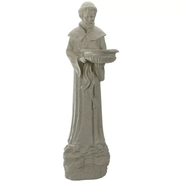 Northlight 23.5" St. Francis of Assisi Speckled Religious Bird Feeder Outdoor Garden Statue