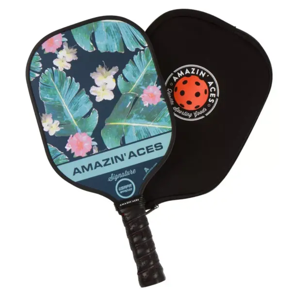 Amazin Aces Signature Pickleball Set with 2 Graphite Face Paddles, 4 Balls, Paddle Covers, and Carry Bag, Blue and Green