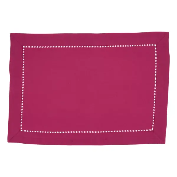 12pk Polyester Hemstitched Border Placemats Pink - Saro Lifestyle