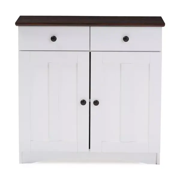 Lauren TwoTone and Buffet Kitchen Cabinet with Two Doors and Two Drawers White/Dark Brown - Baxton Studio