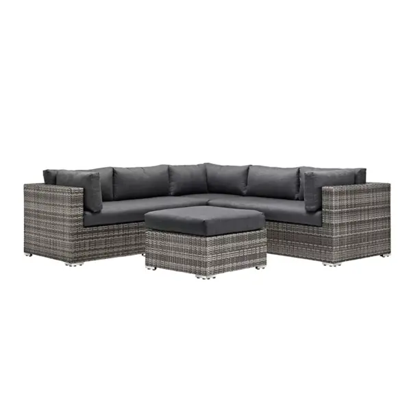 4pc Metal Multishade Rattan Sectional - Gray - Saracina Home