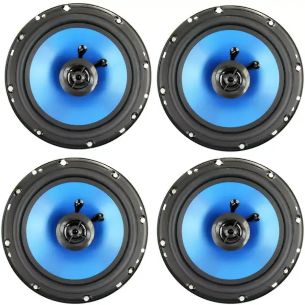 QPower 6.5" 300W 2-Way Blue Car Audio Stereo Coaxial Speaker Set, 4pk | QP650