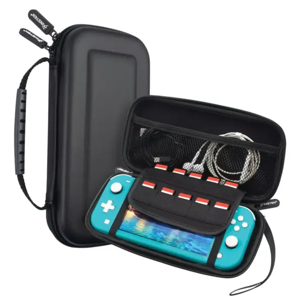 Insten For Nintendo Switch Lite Carrying Case - Portable Hard Shell Travel Pouch with Hand Strap, Black