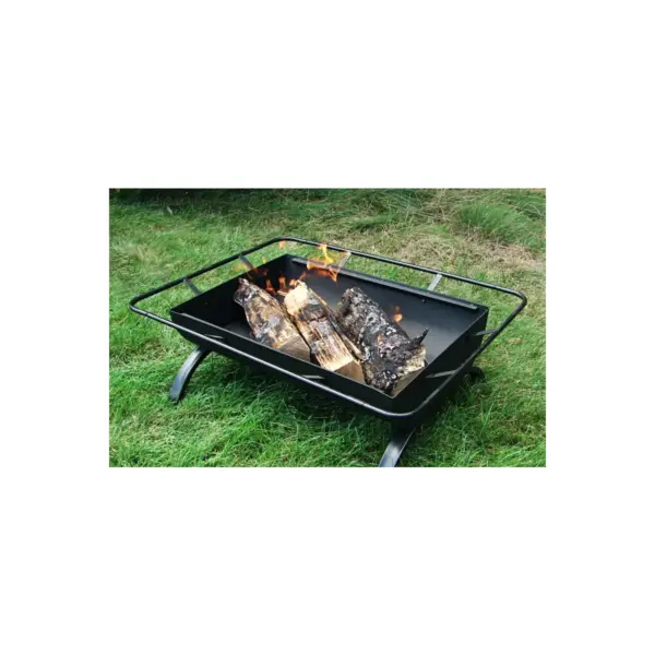 Sunnydaze Outdoor Camping or Backyard Rectangular Northland Fire Pit with Cooking Grill Grate, Spark Screen, Log Poker, and Fire Pit Cover - 36"