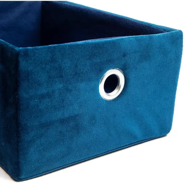 3-Pack Velvet Storage Shelf Basket Bin Box Organizer Rectangle Set, Royal Blue 3 Sizes