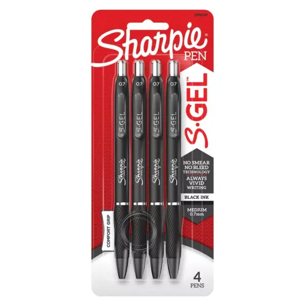 Sharpie 4pk Gel Pens S-Gel 0.7mm Black