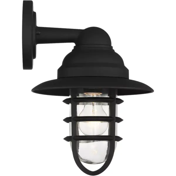 John Timberland Marlowe 13" High Black Hooded Cage Outdoor Wall Light