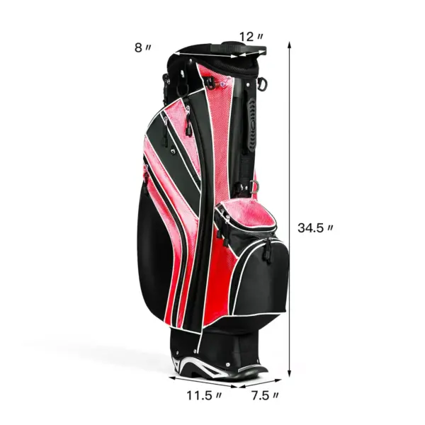 Costway Golf Stand Cart Bag Club w/6 Way Divider Carry Organizer Pockets Storage Red