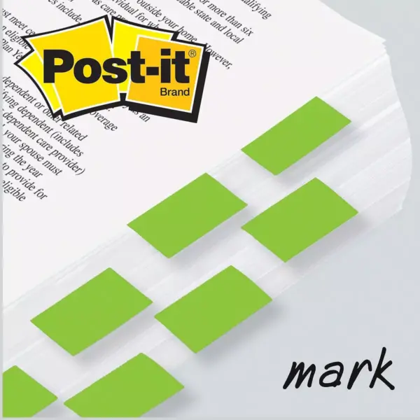 Post-it Standard Page Flags in Dispenser Bright Green 100 Flags/Dispenser 680BG2