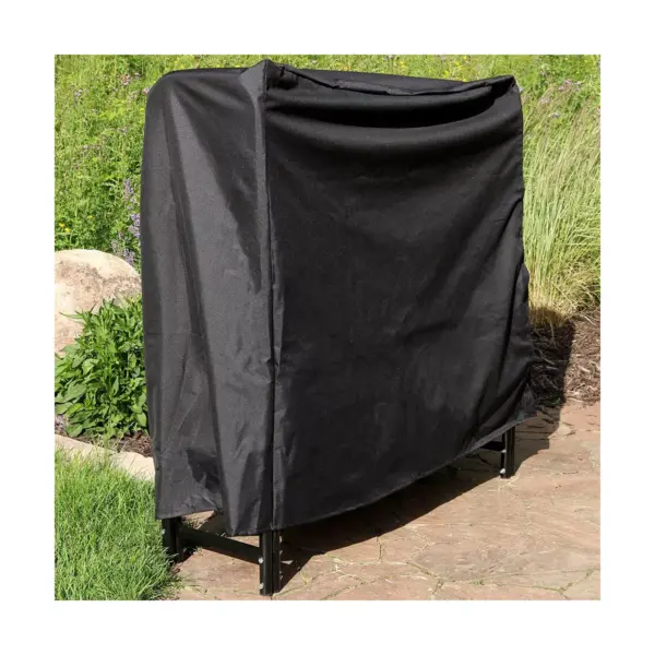 Sunnydaze Outdoor Weather-Resistant Heavy-Duty Polyester with PVC Backing Firewood Log Rack Cover - 4' - Black