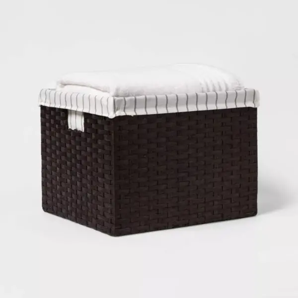 14.75 x13x11" Large Lined Milk Crate Dark Brown Weave - Threshold™