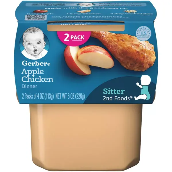 Gerber Sitter 2nd Foods Apple and Chicken Baby Meals Tubs - 2ct/4oz Each