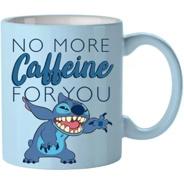 Silver Buffalo Disney Lilo & Stitch No More Caffeine 14oz Ceramic Coffee Mug