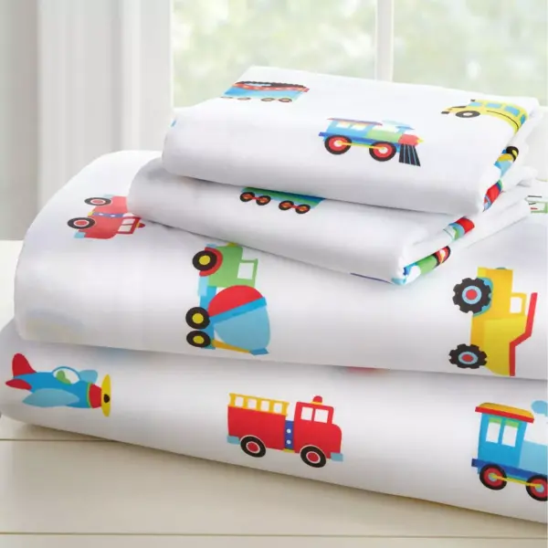 Full Trains with Planes and Trucks Microfiber Sheet Set - WildKin