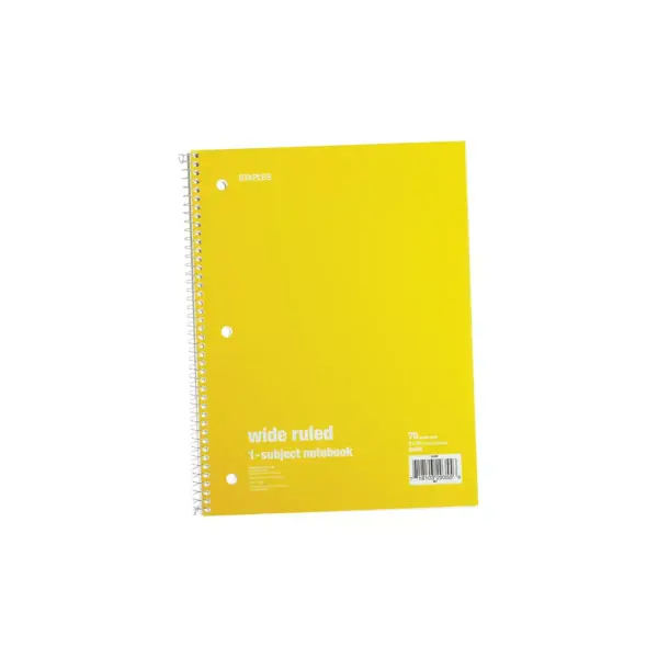 Staples 1 Subject Notebook 8" x 10.5" Wide Ruled 70 Sheets Assorted 6/PK TR11667M