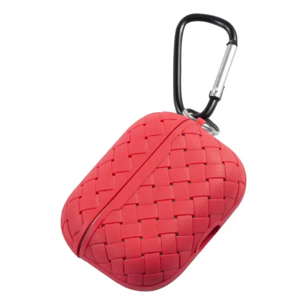 Insten Weave Shape Case For AirPods Pro, Soft TPU Skin Cover with Carabiner, Red