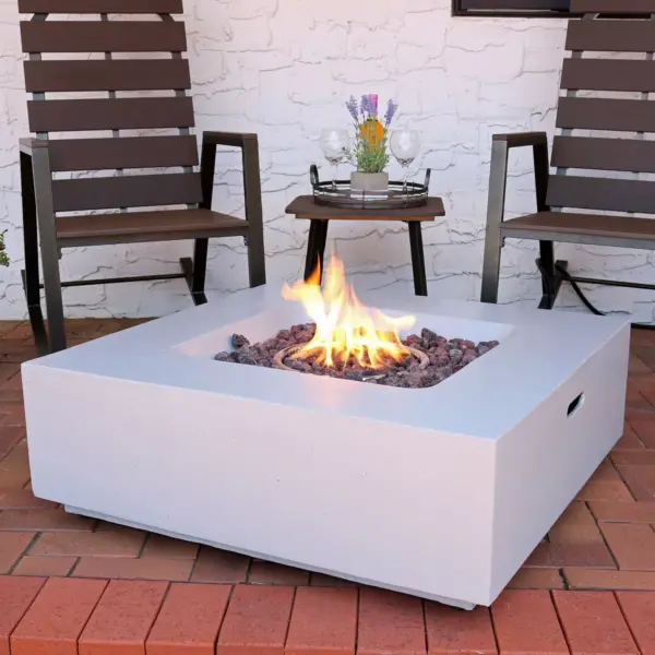 Sunnydaze Contempo Outdoor Propane Gas Fire Pit Bowl with Weather-Resistant Durable Cover and Lava Rocks - 34" Square