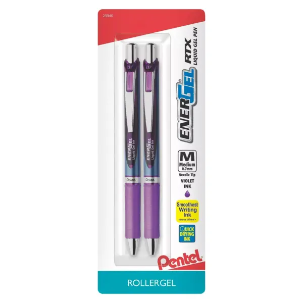 Pentel Energel 2ct Purple Retractable Gel Ink Pen