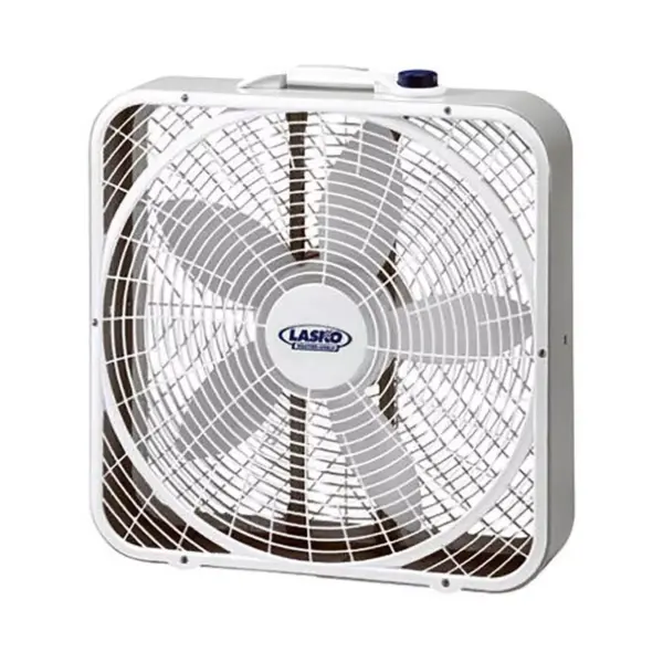 Lasko 3720 20 Inch 3-Speed Quiet Weather-Shield Performance Box Fan with Easy Carry Handle for Doorways, Windows and Home Rooms, White